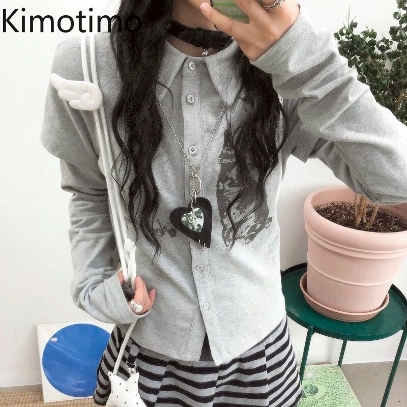 Usa Vintage Fashion - Kimotimo Y2k Vintage Konijnenprint Lange Mouwen
