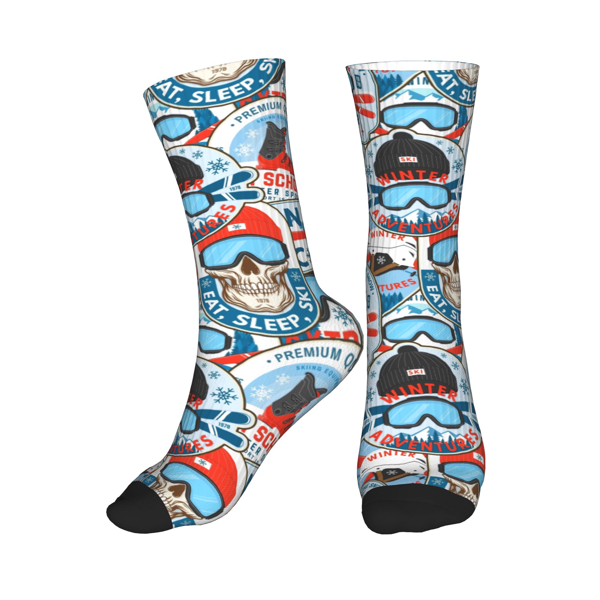 Vintage Fashion Club - Vintage rood blauwe Ski Club naadloze