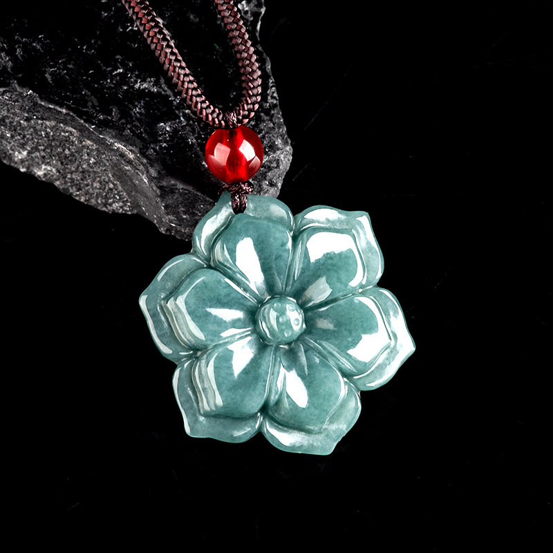 Usa Vintage Fashion - Birmese Jadeïet Bloemhanger Ketting Steen Modeaccessoires