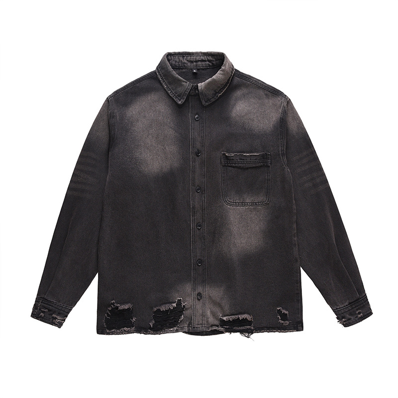 Vintage Fashion Jacket - Heren High Street gescheurde jeansjas Mode