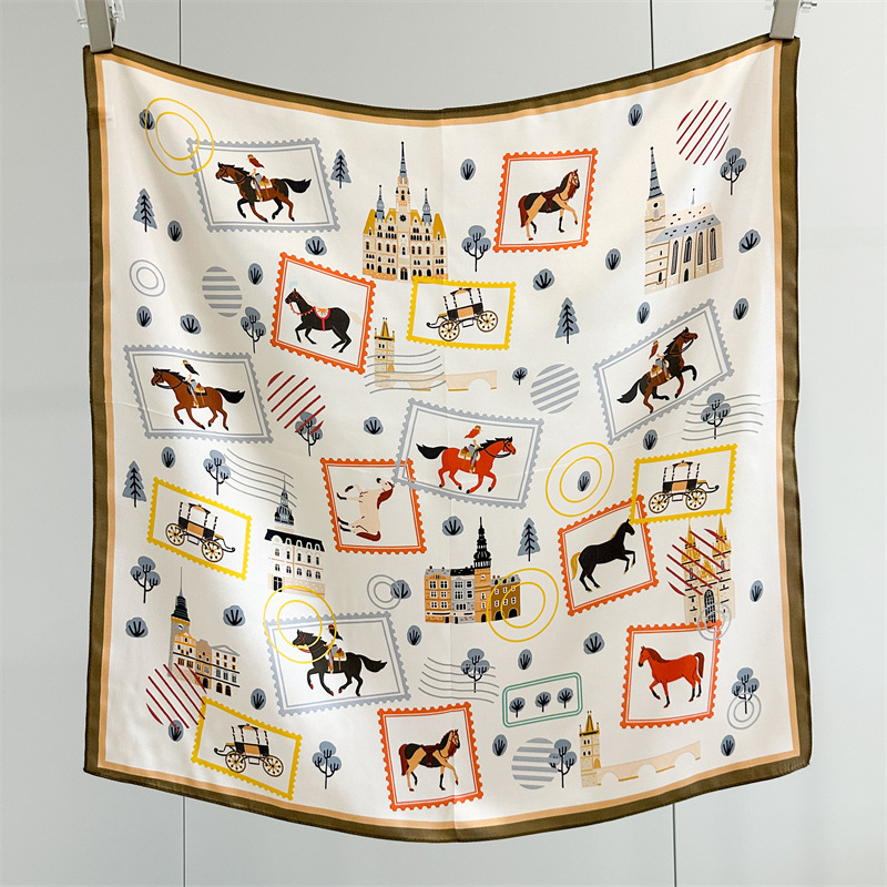 Vintage Fashion Knitwear - 100% MULBERRY ZIJDE 65X65cm Vintage Stempel