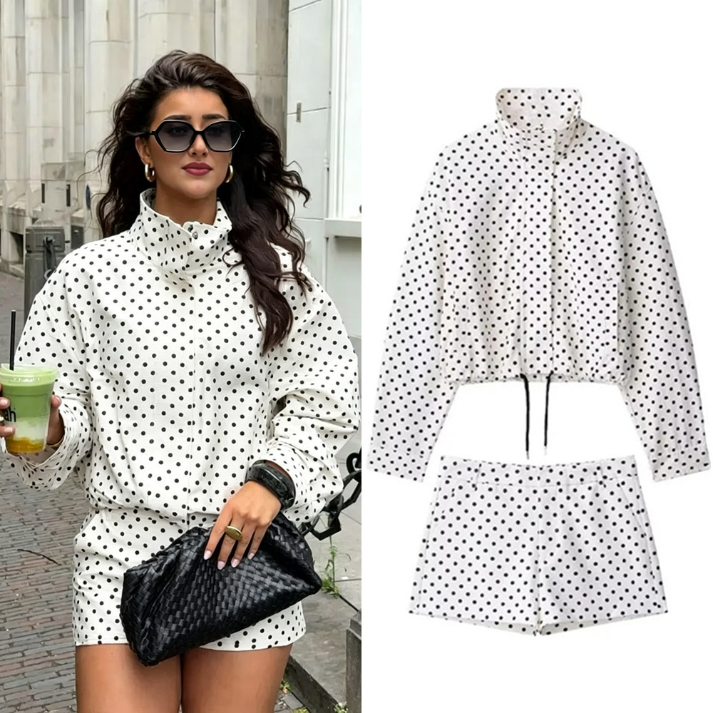 Vintage Fashion Jacket - Dames Vintage Herfst Polka Dot Gedrukt