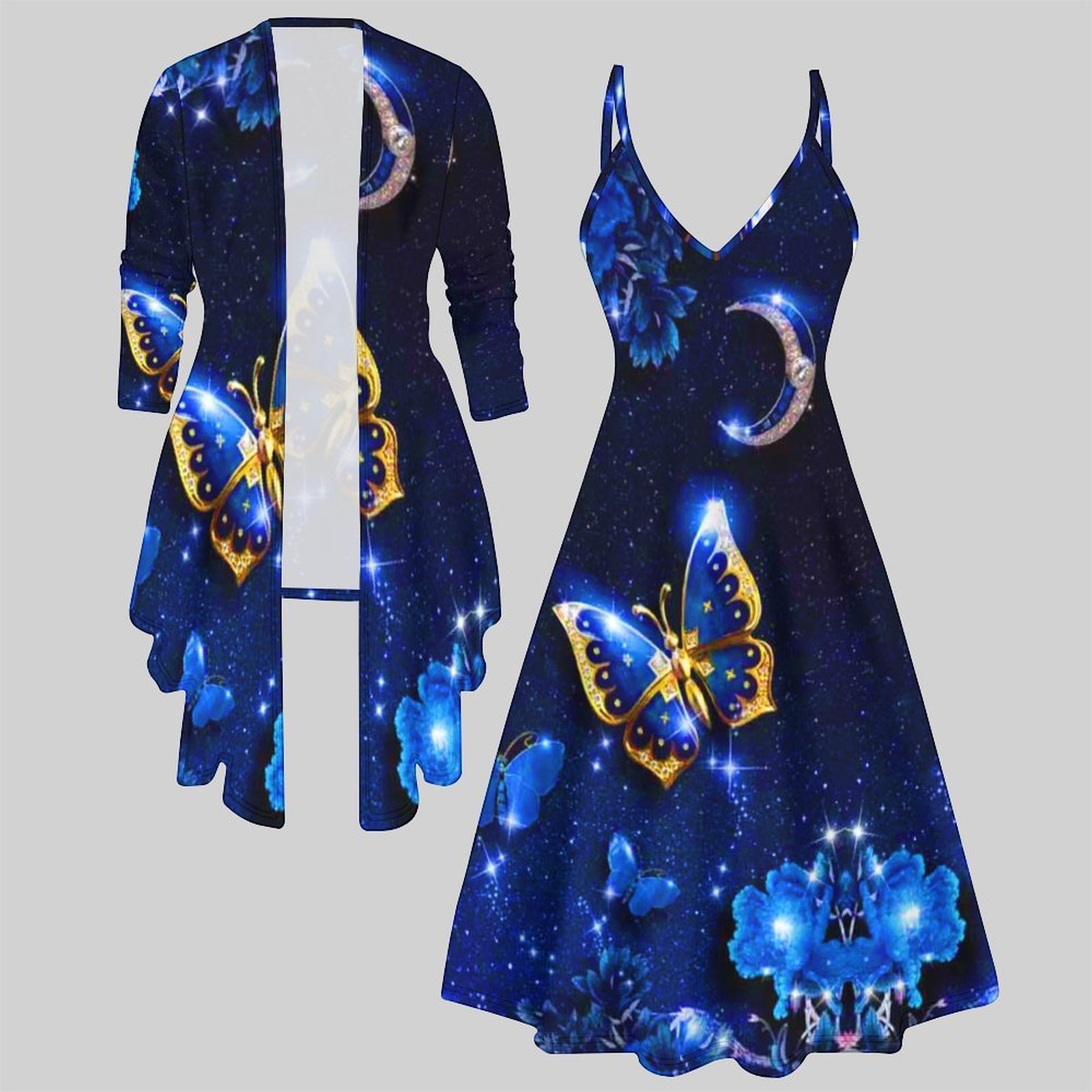 Vintage Fashion Knitwear - Vintage print tweedelige bijpassende set dames