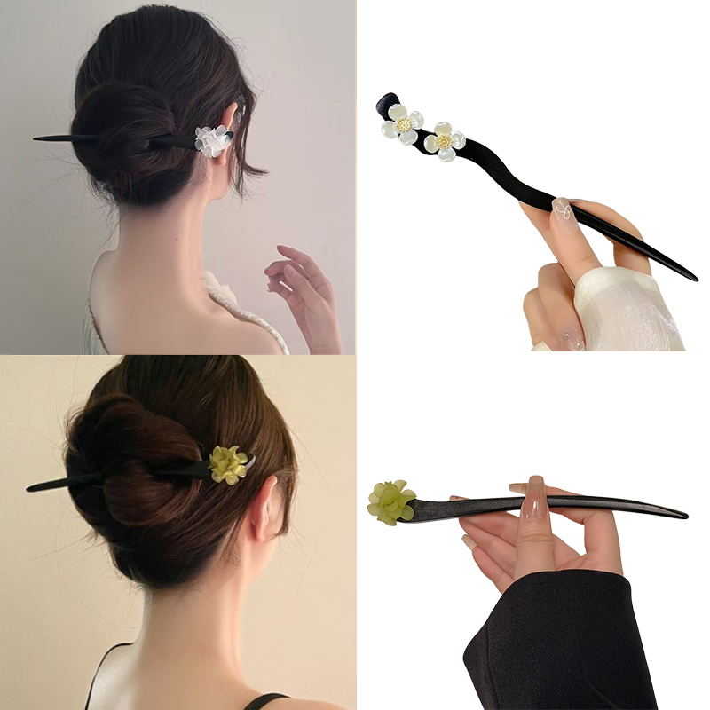Vintage Fashion Shop - Vintage Chinese Stijl Houten Bloem Haar