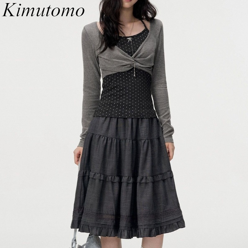 Vintage Y2K - Kimutomo Dames T-shirts Lange Mouw Patchwork