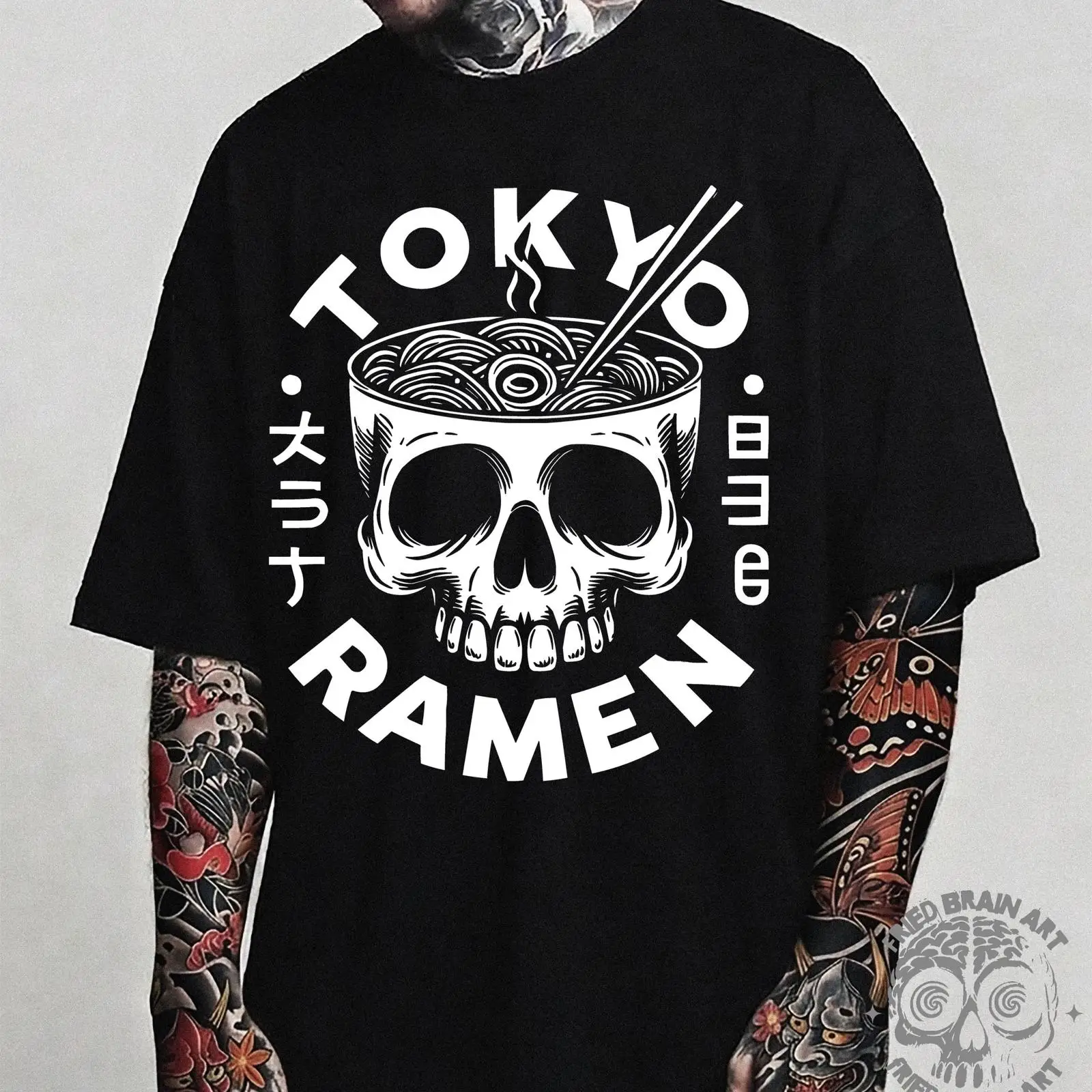 Vintage Fashion In Tokyo - Tokyo Skull Ramen T-shirt Japanse Foodie