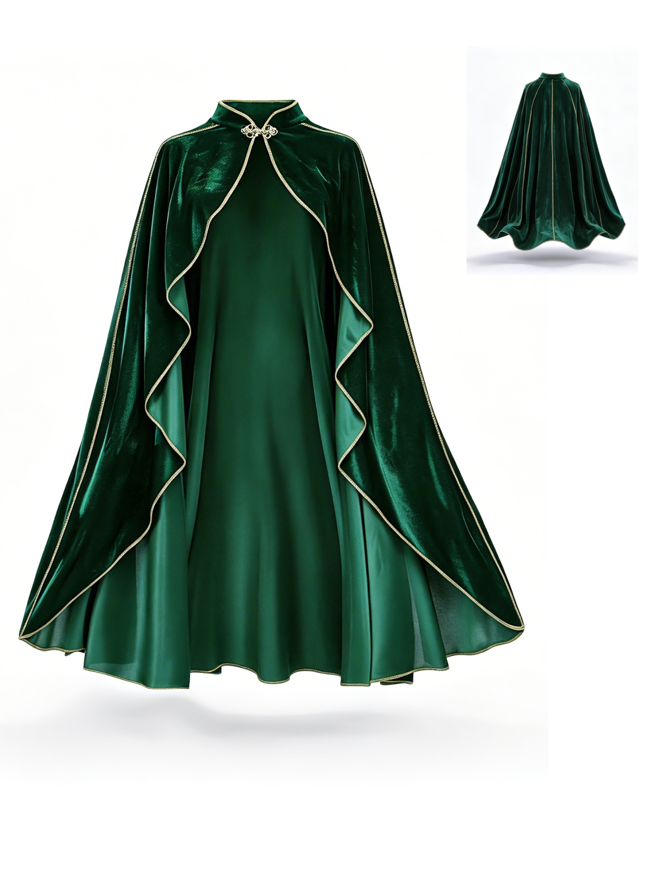 Vintage Fashion Jacket - Dames Vintage Groene Fluwelen Cape Mantel