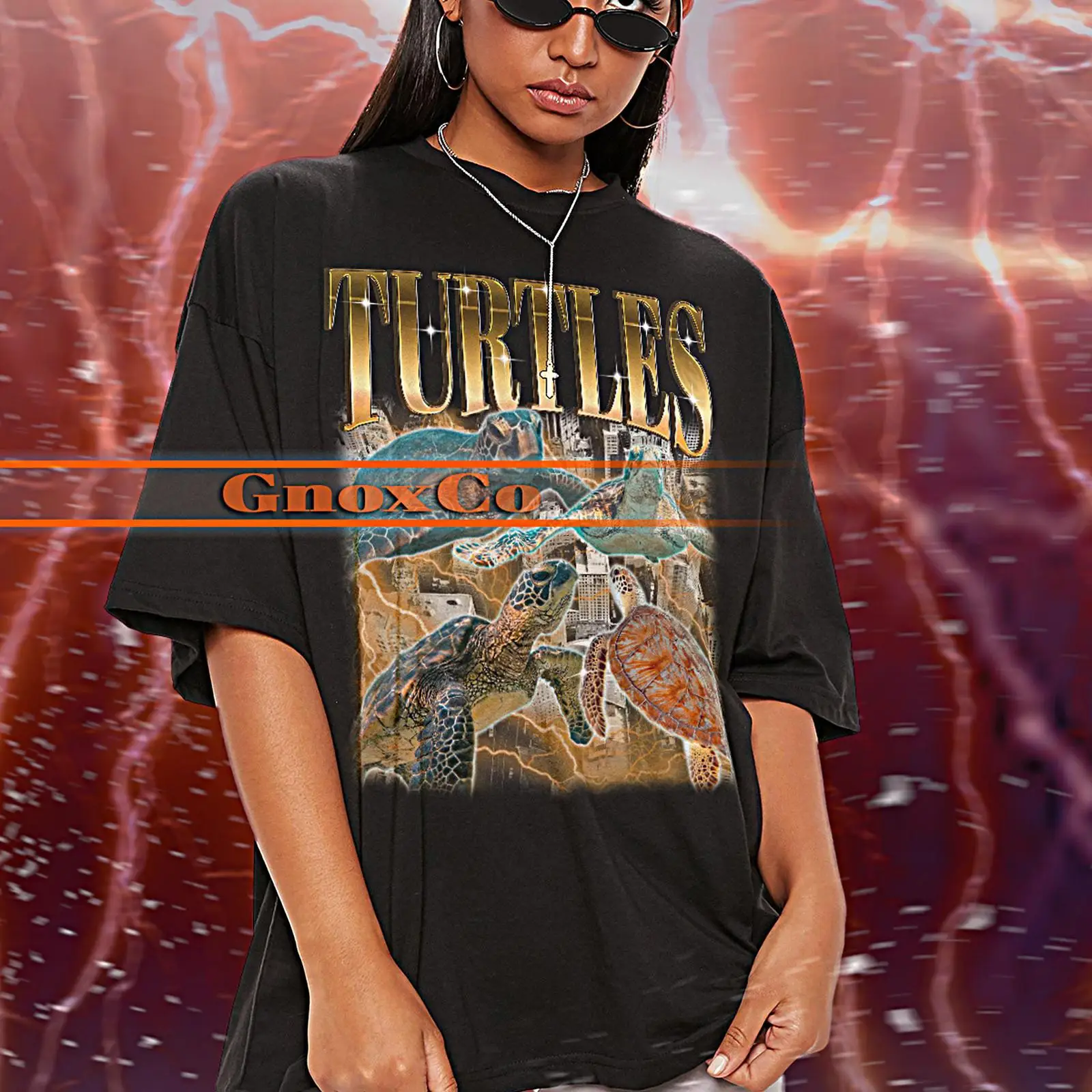Turtleneck Knit 90S - Vintage Turtles jaren 90 Retro T-shirt