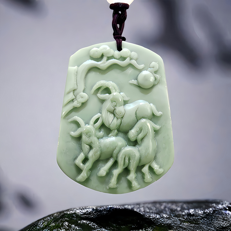 Usa Vintage Fashion - Groene Natuurlijke Echte Jade Schaap Hanger