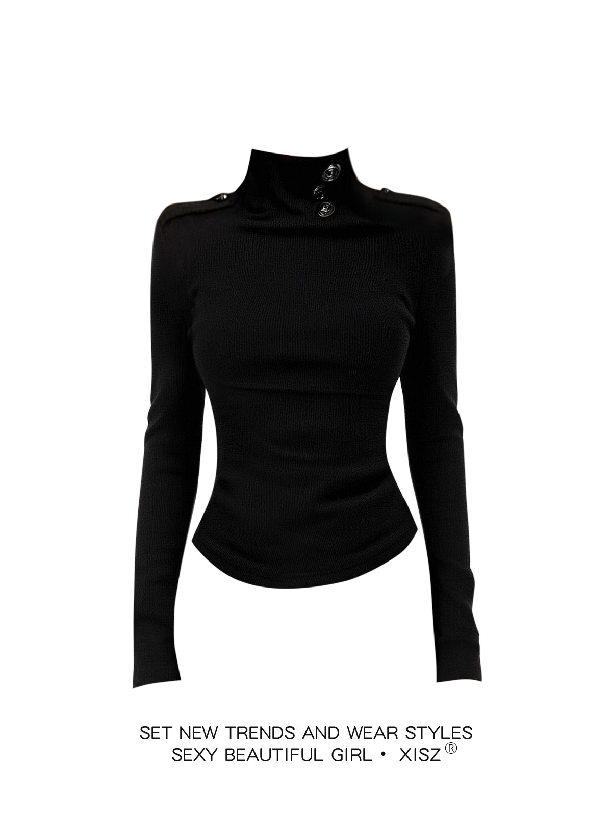 Dames Zwart Gotisch T-shirt Ha - Turtleneck Knit 90S recensie en prijs